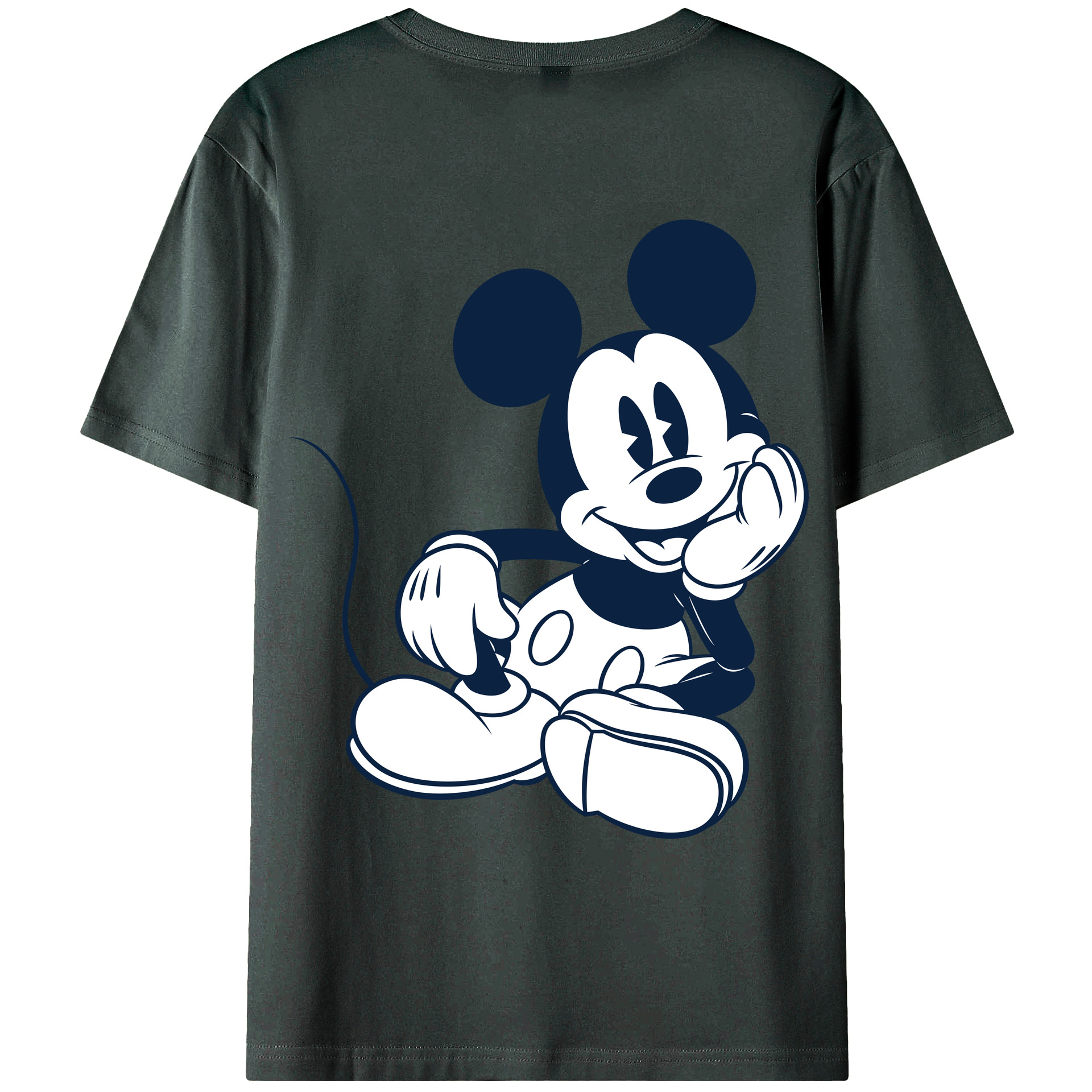 ミッキーマウス Mickey Mouse 綿100％ メンズ半袖Tシャツ（バックプリント） 通気性